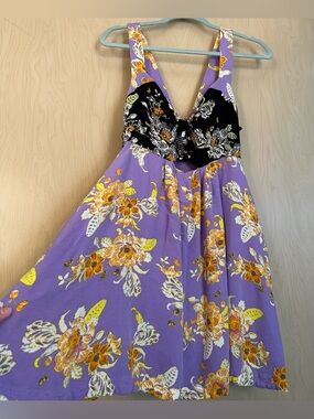 Lavender Floral Sundress with Cut-Out Bodice